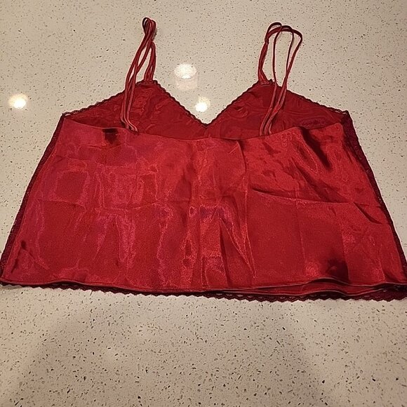Vintage Victorias Secret Women's Size M Satin Cami High Short Set Gold Label Red - Picture 5 of 9